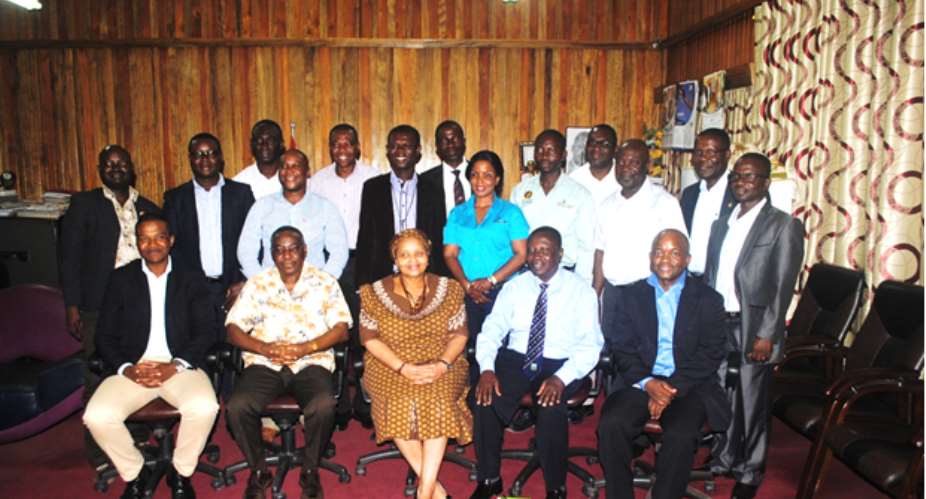 Group picture of official of the University of Mines and Technology, South Africa High Commissioner to Ghana and  some management members of AngloGold Ashanti Iduapriem Mine.