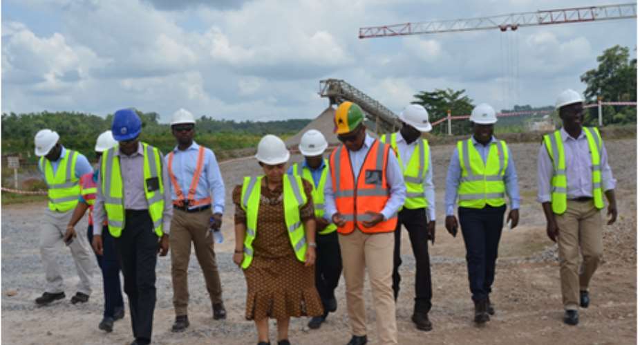 The South African High Commissioner to Ghana, Her Excellency Lulama Zingwana and entourage and  MD of Iduapriem Mine, Mr. Sicelo Ntuli touring some operational areas of Iduapriem Mine