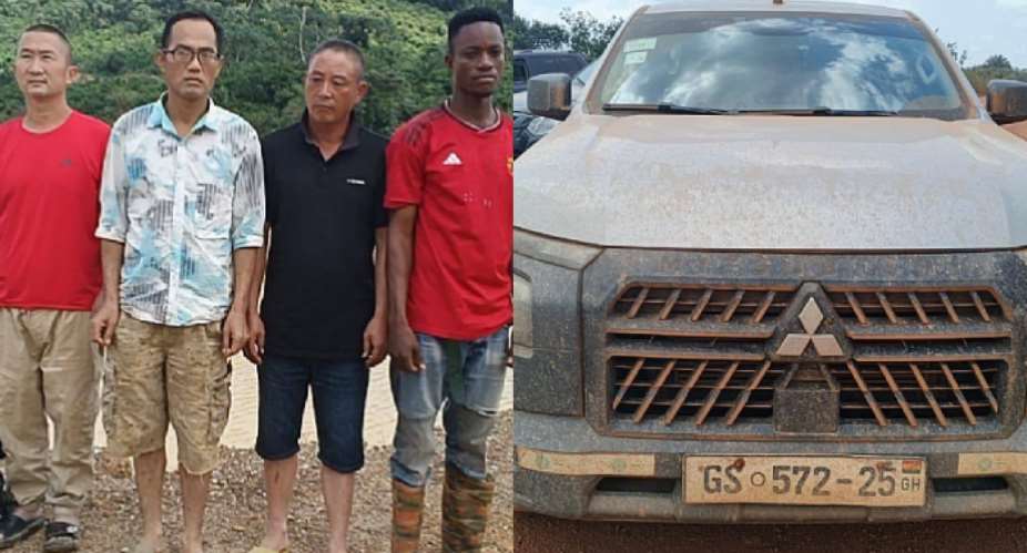 NAIMOS taskforce arrests Chinese Nationals, Ghanaian in Mpohor galamsey raid