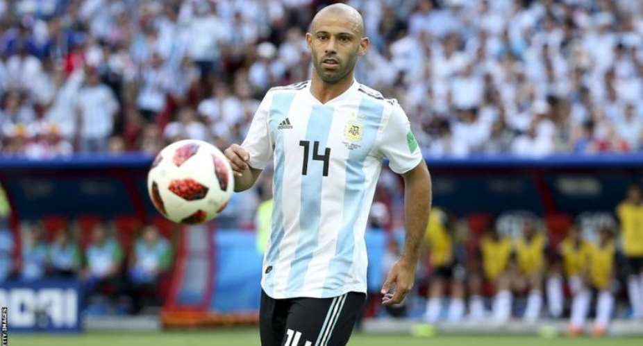 Javier Mascherano in action for Argentina at the 2018 World Cup
