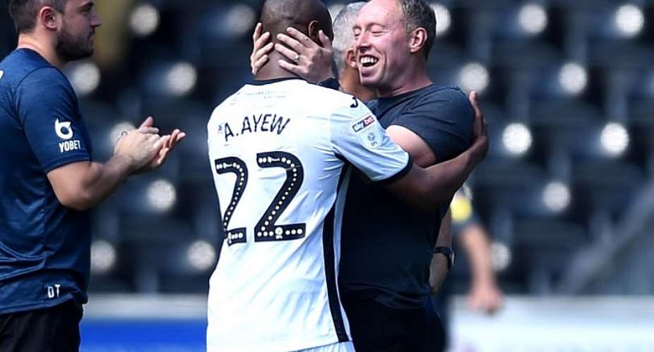 Andre Ayew with Swansea boss, Steve Cooper