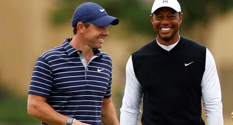 Golfers such as Rory McIlroy left and Tiger Woods will benefit from the creation of a new commercial entity: PGA Tour Enterprises. Photograph: Andrew BoyersReuters