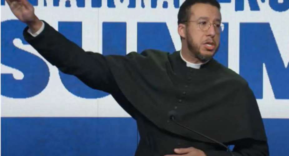 Priest Calvin Robinson shows Hitler salute at National Pro-Life Summit.