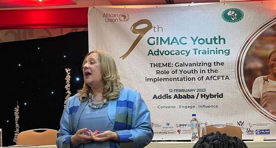 Dr. Armany Asfour President Africa Business Council Chair Partnership BPW International Chair of FEMNET Giving her remarks at the opening ceremony of the 38th GIMAC event taking place this morning