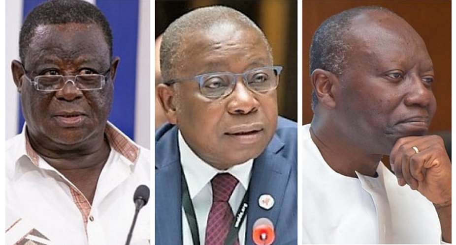 From left to right: Kwasi Amoako-Atta; Former Minister of Roads and Highway, Kwaku Agyemang Manu; former Health Minister and Ken Ofori-Atta; former Finance Minister