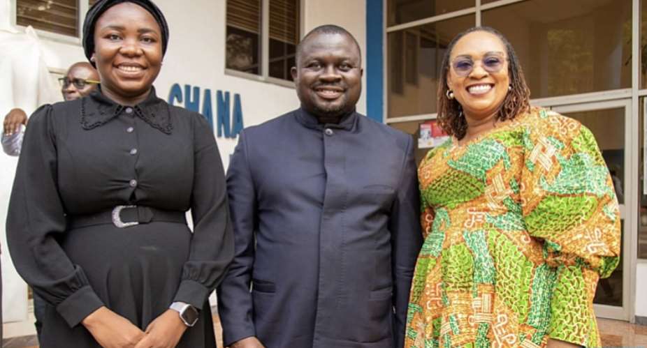 Left to Right: Minister of information-designate; Fatimatu Abubakar; GJA President Albert Kwabena Dwumfour and Hawa Koomson, Awutu Senya East MP