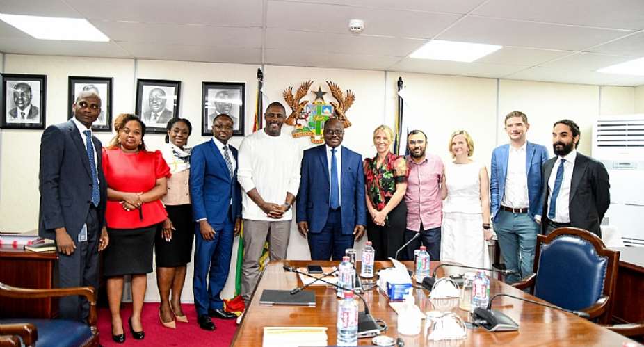 Idris Elba leads Stellar Development Foundation delegation in courtesy visit to BoG Governor