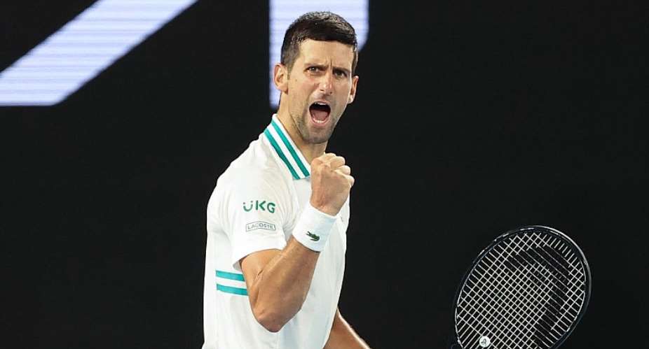 Serbia's Novak Djokovic reacts after a point against Russia's Aslan Karatsev during their men's singles semi-final match on day eleven of the Australian Open tennis tournament in MelbourneImage credit: Getty Images