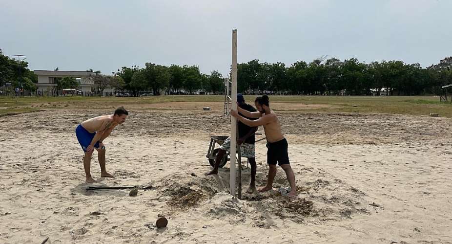Ghana Footvolley Association builds sand court for beach sports at University of Education, Winneba