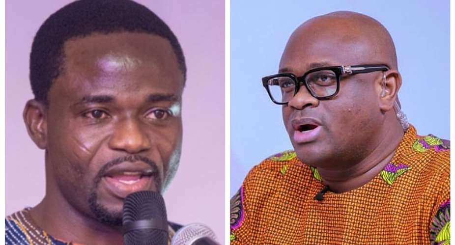 Manasseh Azure Awuni, a Ghanaian investigative journalistleft and Stan Dogbe, Deputy Chief of Staff in Charge of Operations