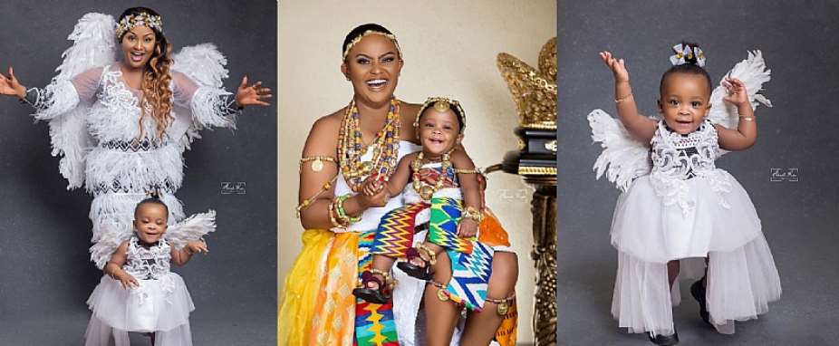 Nana Ama Mcbrown shows babys face for the first time as she celebrates her 1st anniversary