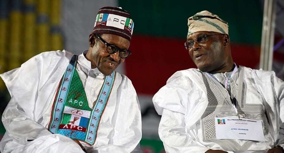 The two leading candidates in Nigerias Presidential election. On the left-President Muhammadu Buhari APC. On the right-Atiku Abubakar PDP