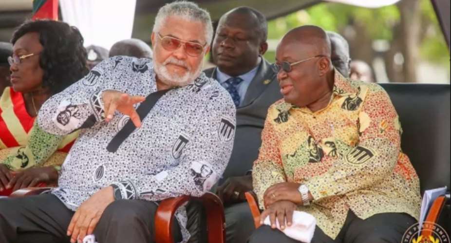 Former President Rawlings in a chart with President Nana Addo