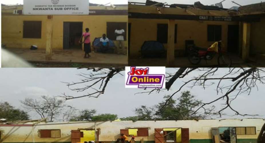 GRA, GNAT Offices At Nkwanta South Destroyed By Rainstorm