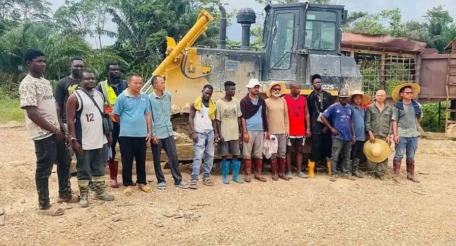 W/R: 10 excavators seized, 7 foreign nationals, 8 Ghanaians arrested over illegal mining
