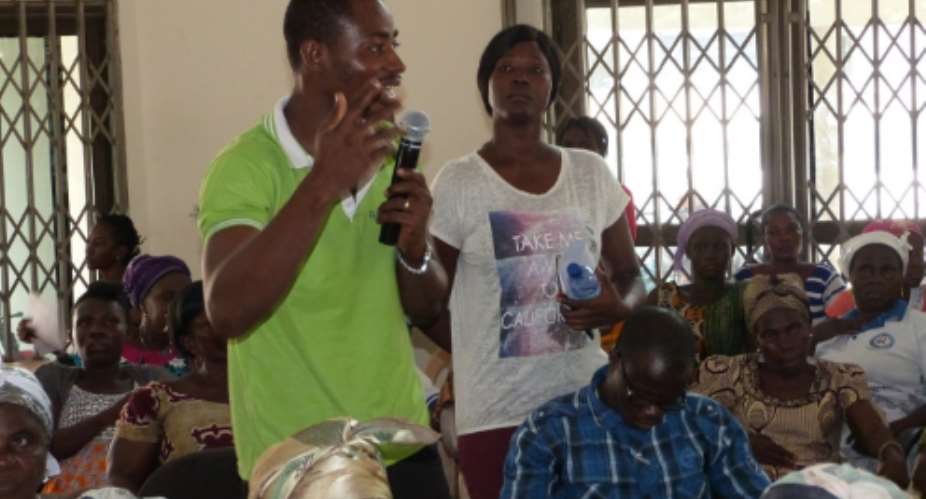 A participant making a point at the forum