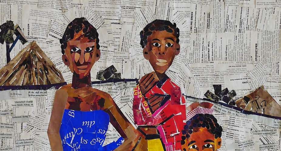 Detail of a collage work by  Rosemary Karuga, Untitled, 1998. - Source:  Karuga familyCourtesy Red Hill Art Gallery