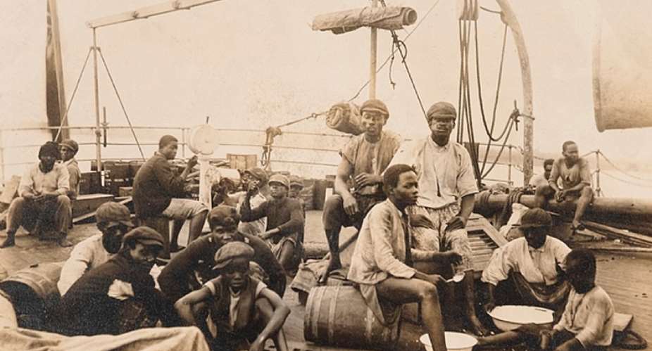 Kroo Boys Feeding On A West African Steamer