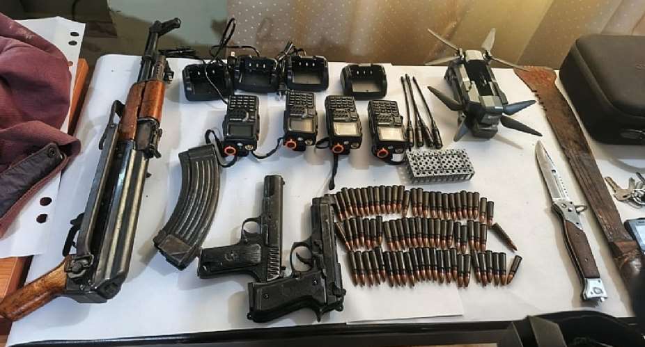 Ahafo Police arrest three suspected robbers, retrieves several weapons