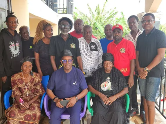 MUSIGA executives in a group photograph with Ebo Taylors family