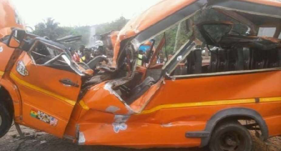Akim Oda: Kia truck crashes into school bus, 3 in critical condition