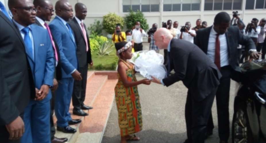 FIFA President Gianni Infantino arrives in Ghana