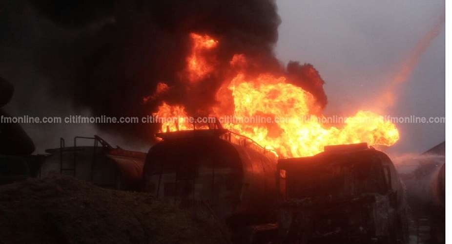 Fire razes 12 fuel tankers at Ashaiman