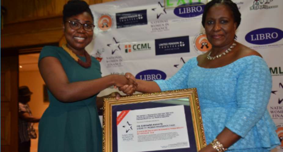 Ms Barbara Asante left receiving her award