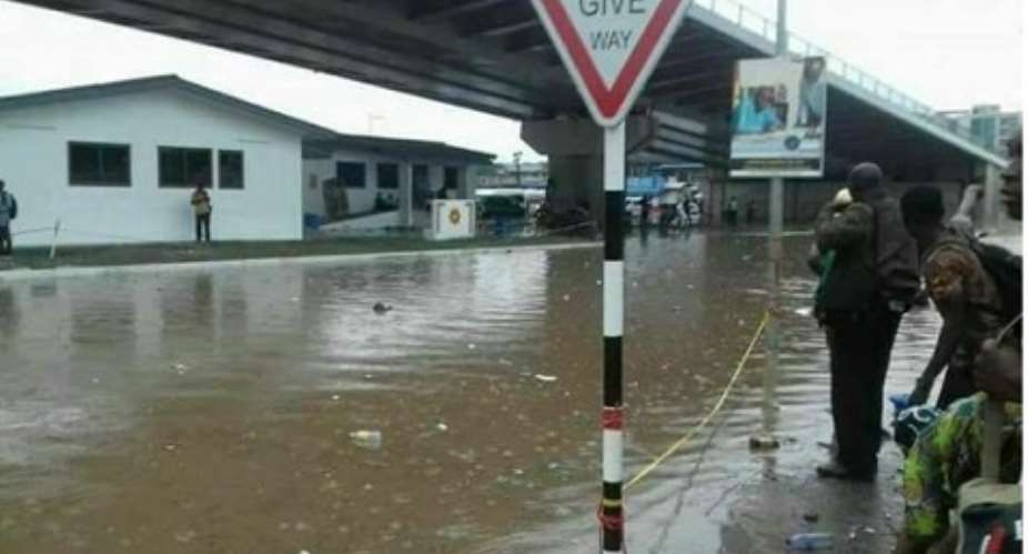 Parts of the Kwame Nkrumah Interchange that had been flooded