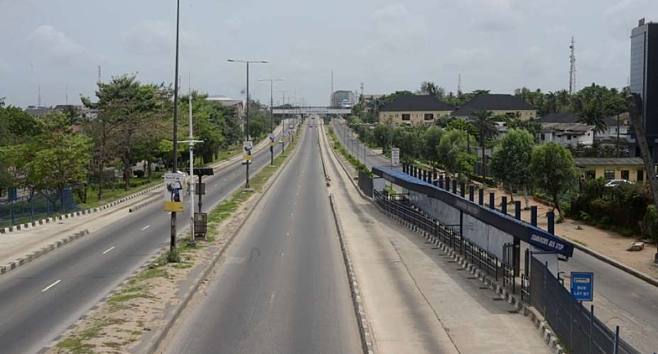 A deserted Lagos road during the pandemic lockdown in April 2020.   - Source: