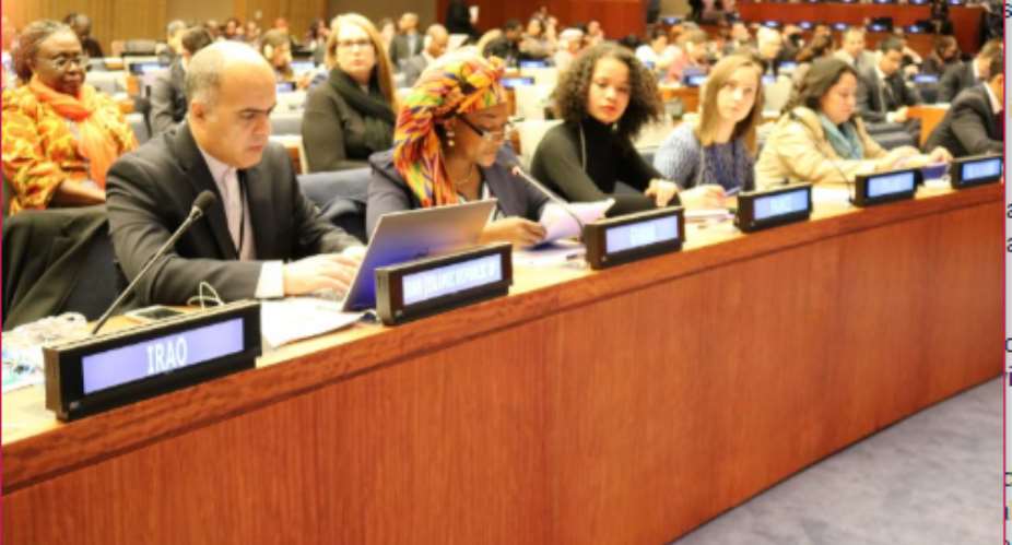 Ms. Otiko Afisah Djaba, President's Representative at the Ministry of Gender, Children and Social Protection, middle at 55th session of the United Nations' Commission on Social Development in New York