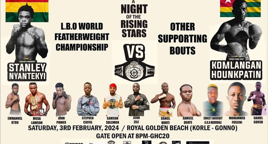 Night of Rising Stars Boxing Show at Golden Beach Korle Gonno: Ghanas Nyantekyi v Togos Hounkpatin