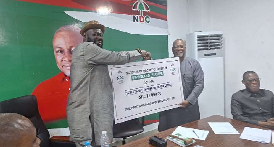 NDC UK And Ireland Chapter Donates Ghs 75,000 To Aid Akosombo Dam Spillage Victims