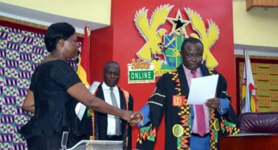 Lydia Alhassan being sworn in as Ayawaso West Wuogon MP