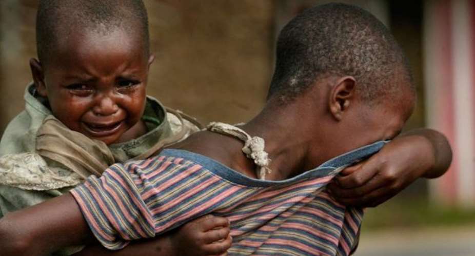 Suffering African children taking the responsibilities of their parents