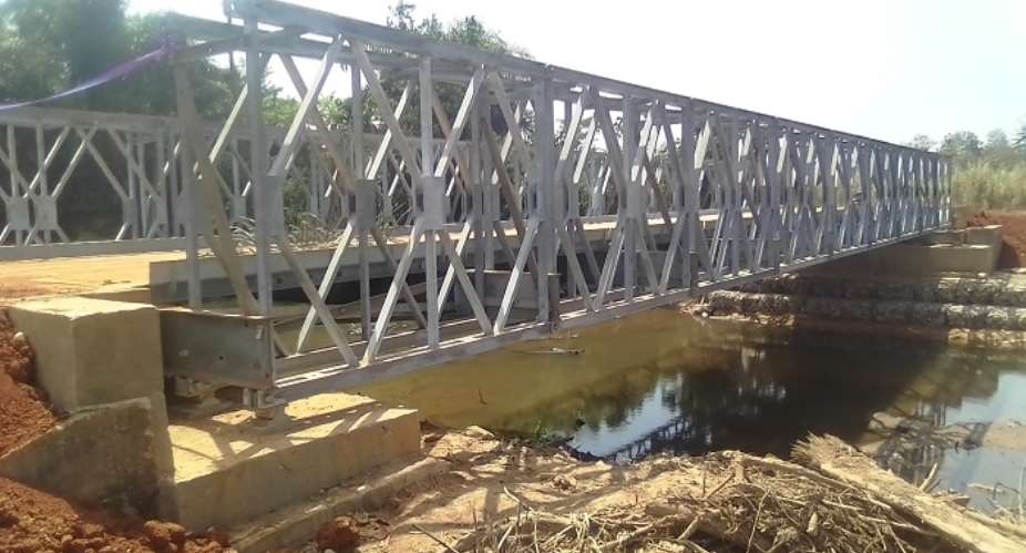 The newly constructed steel bridge