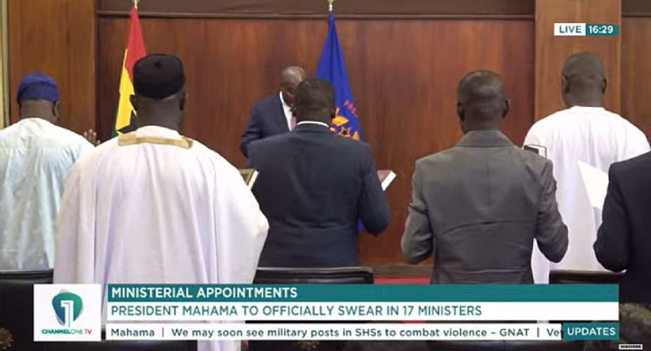 Mahama swears in Sam George, Ablakwa, Akandoh, 14 other ministers