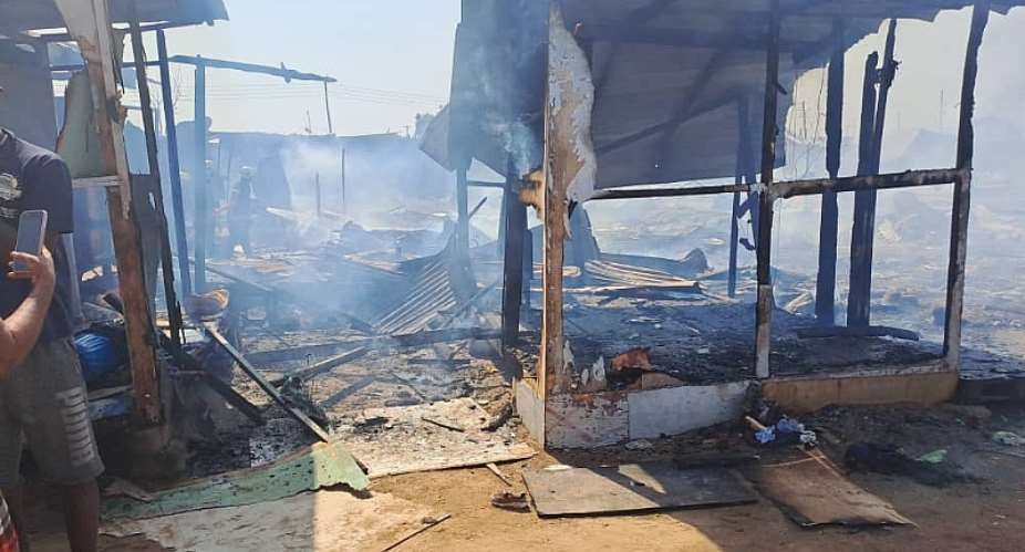 Fire destroys 150 wooden structures at Tema Community 18
