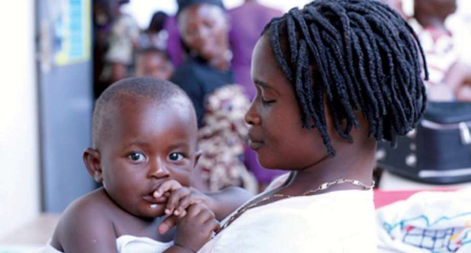 A mother and her at a child health clinic