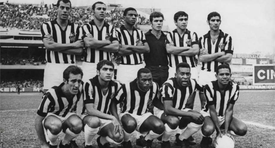 An image of Pele and his Santos team-mates from June 1969
