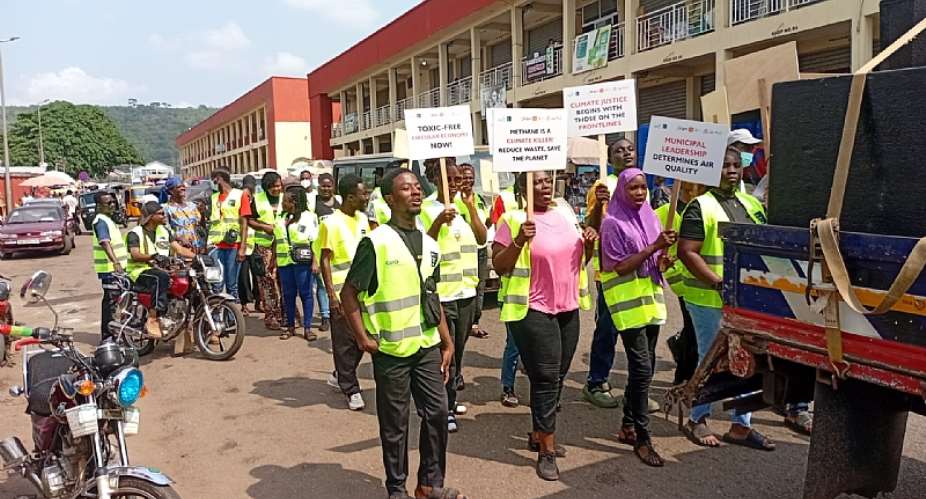 Youths in Ho on a walk through the principal streets to advocate for a clean environment.