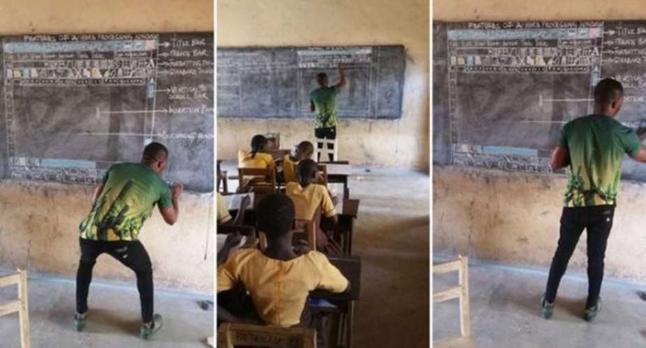 Ghanaian Teacher Who Drew Computer On Blackboard For ICT Lessons Gets Support From Microsoft