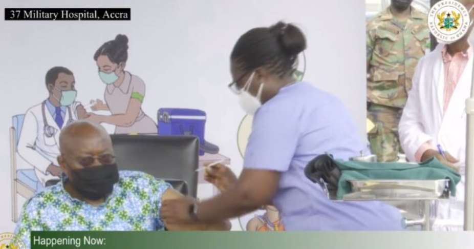 Akufo-Addo, wife take covid-19 jab at 37 Military Hospital
