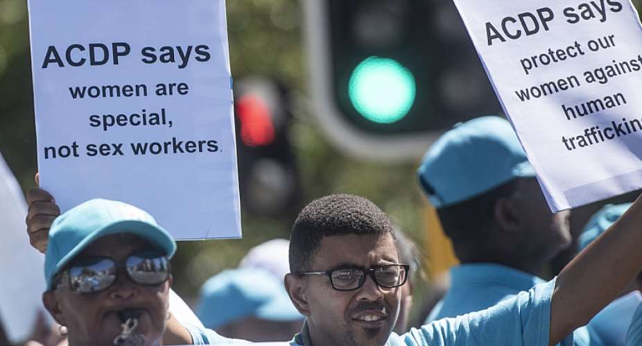 Members of the African Christian Democratic Party protesting against the decriminalisation of sex work in South Africa. - Source: Brenton Geach/Gallo Images via Getty Images