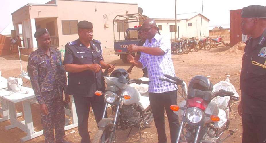 Police Service Commends Abdulai Abanga for donating two motorbikes to Binduri Police Station