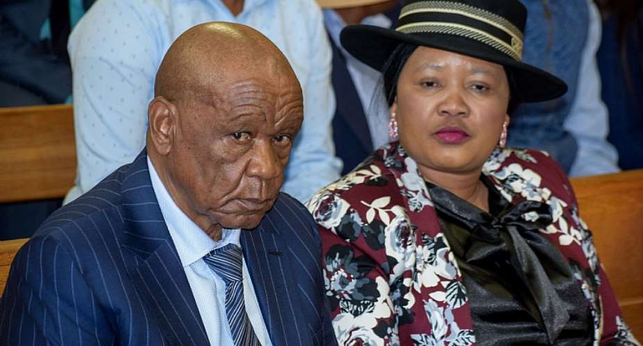 Lesotho Prime Minister Tom Thabane and his new wife, Maesiah, at the Magistrate Court in Maseru. - Source: AFP-Getty ImagesMolise Molise