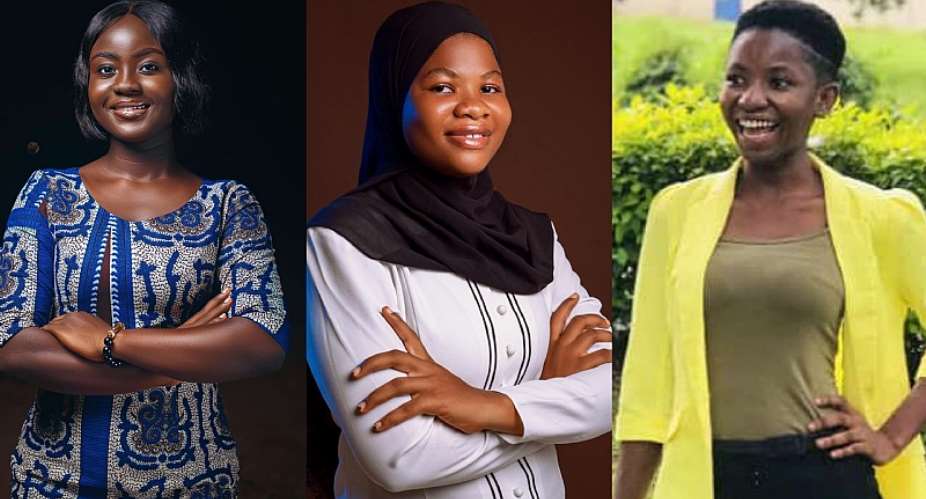 Top three winners of the Essay; Agness Peprah Ankomahleft, Imam Abubakarmiddle and Hilda Darkwah