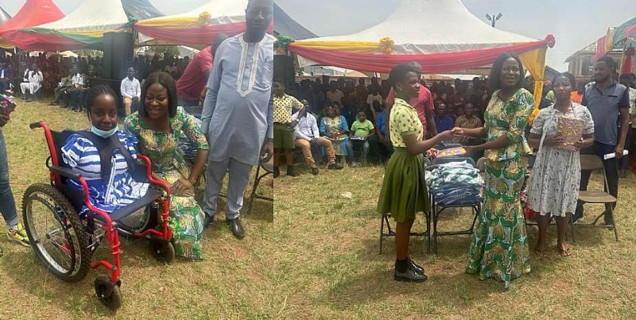 Nkoranza South NPP Parliamentary Candidate rewards BECE candidate who write with her mouth