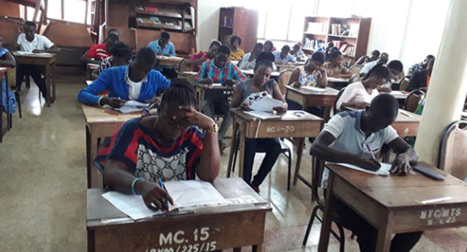 Examination candidates at the Berekum College of Education Centre