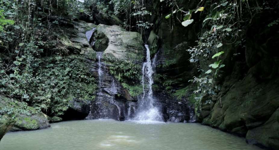 A Waterfall On River Supon In The Atewa Forest, Located At Sagyimase